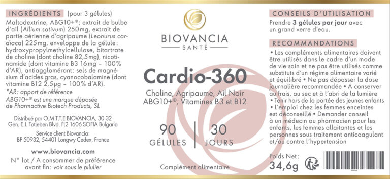 cardio-360 étiquette